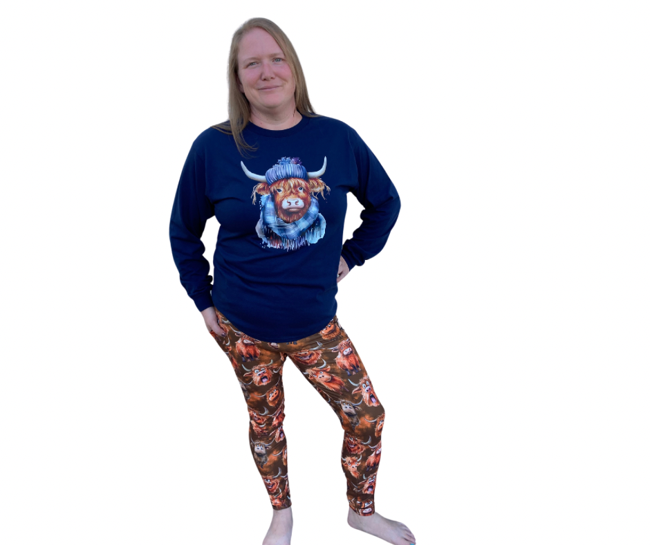 Highland Cow - Adult Yoga Band Pocket Leggings