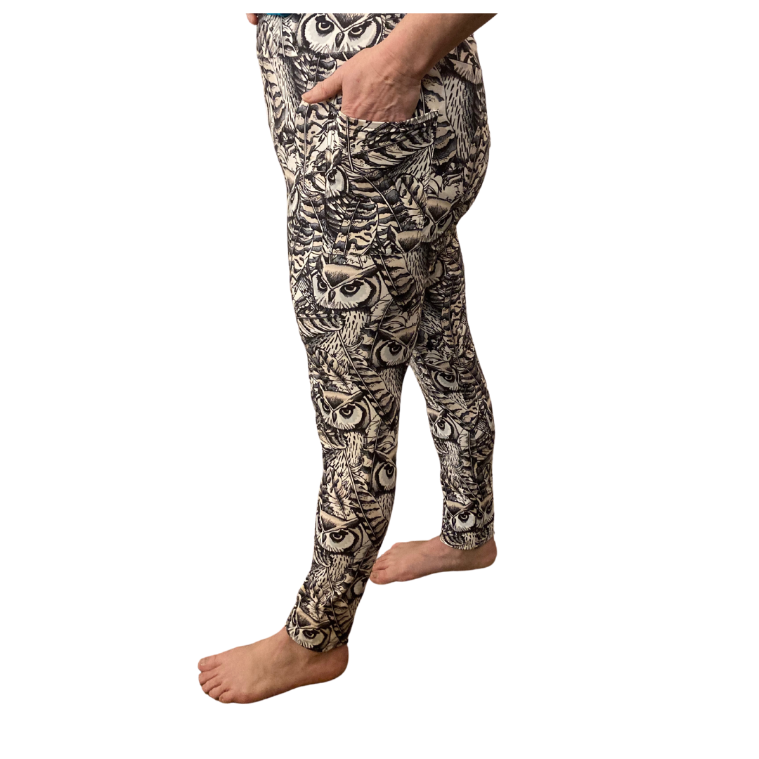 Owls - Adult Yoga Band Pocket Leggings