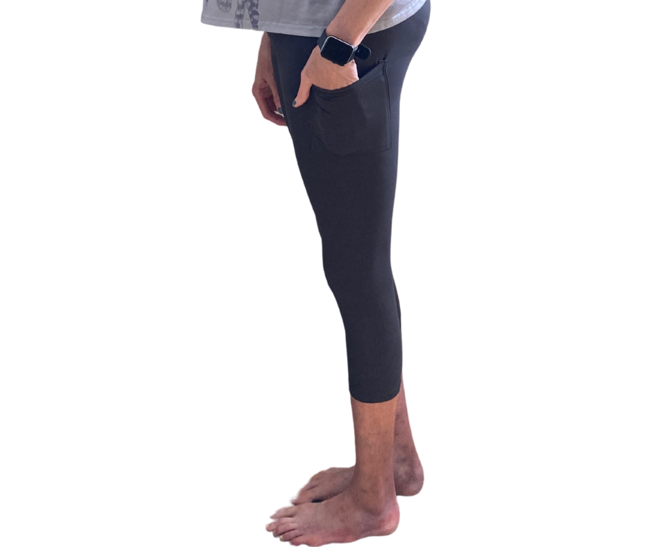 Solid Charcoal Grey - Adult Yoga Band Pocket Capris