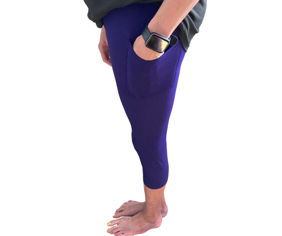 Solid Royal - Adult Yoga Band Pocket Capris