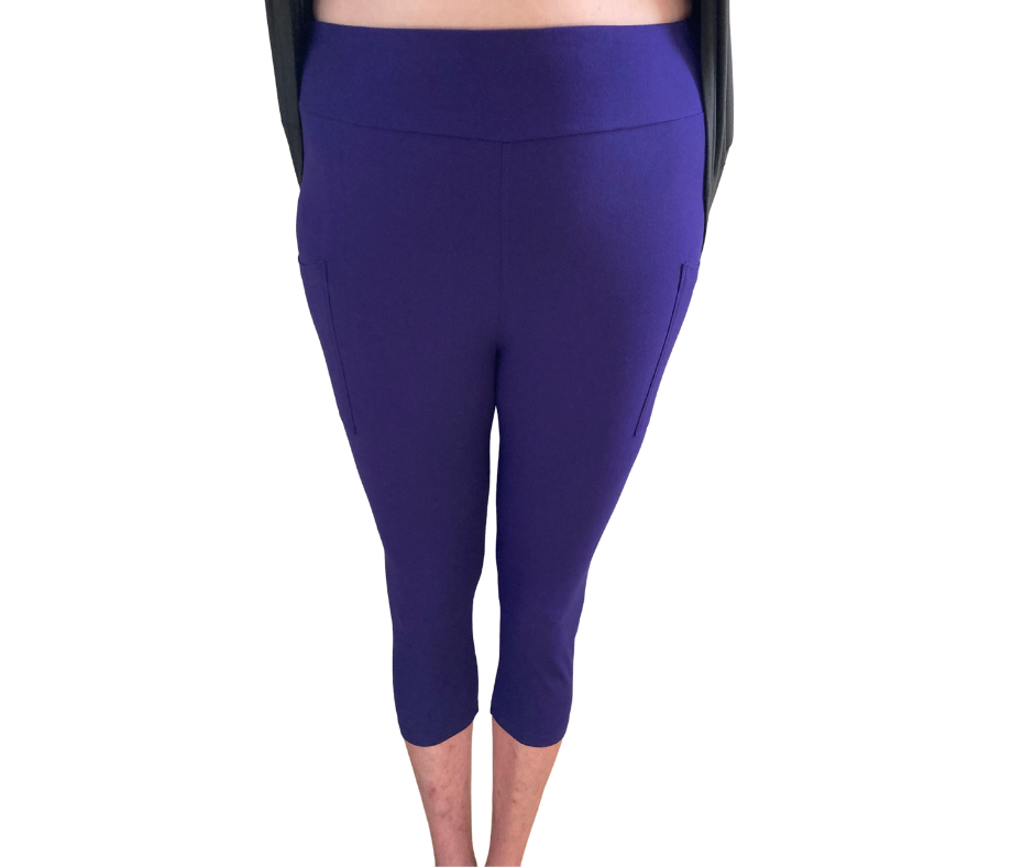 Solid Royal - Adult Yoga Band Pocket Capris