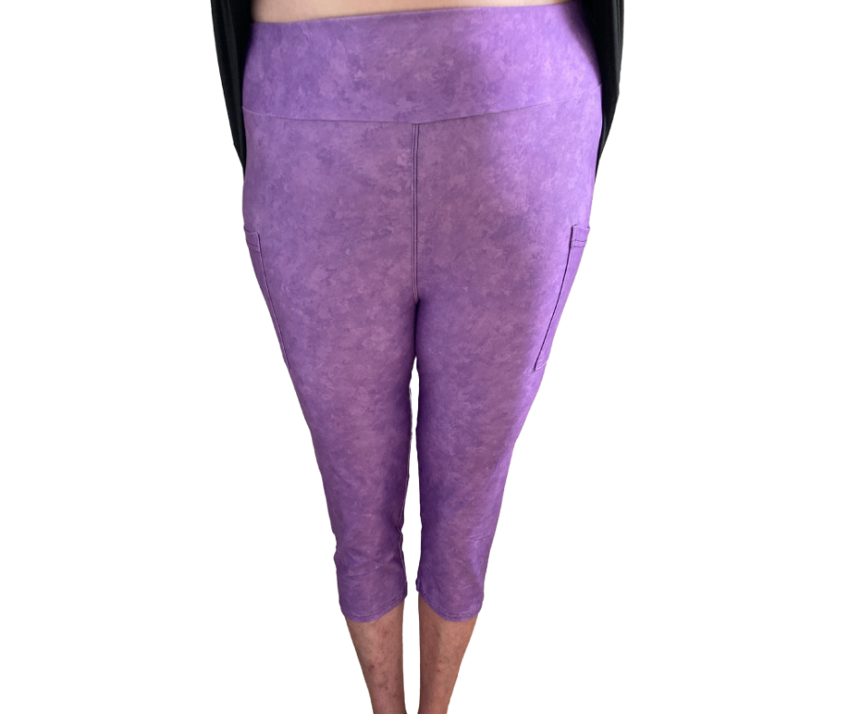 Lilac - Adult Yoga Band Pocket Capris