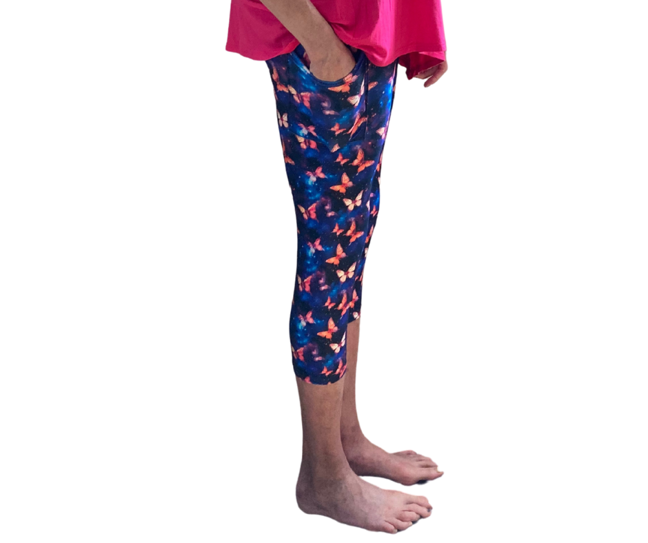 Butterflies - Adult Yoga Band Pocket Capris
