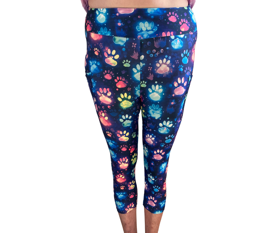 Paws - Adult Yoga Band Pocket Capris