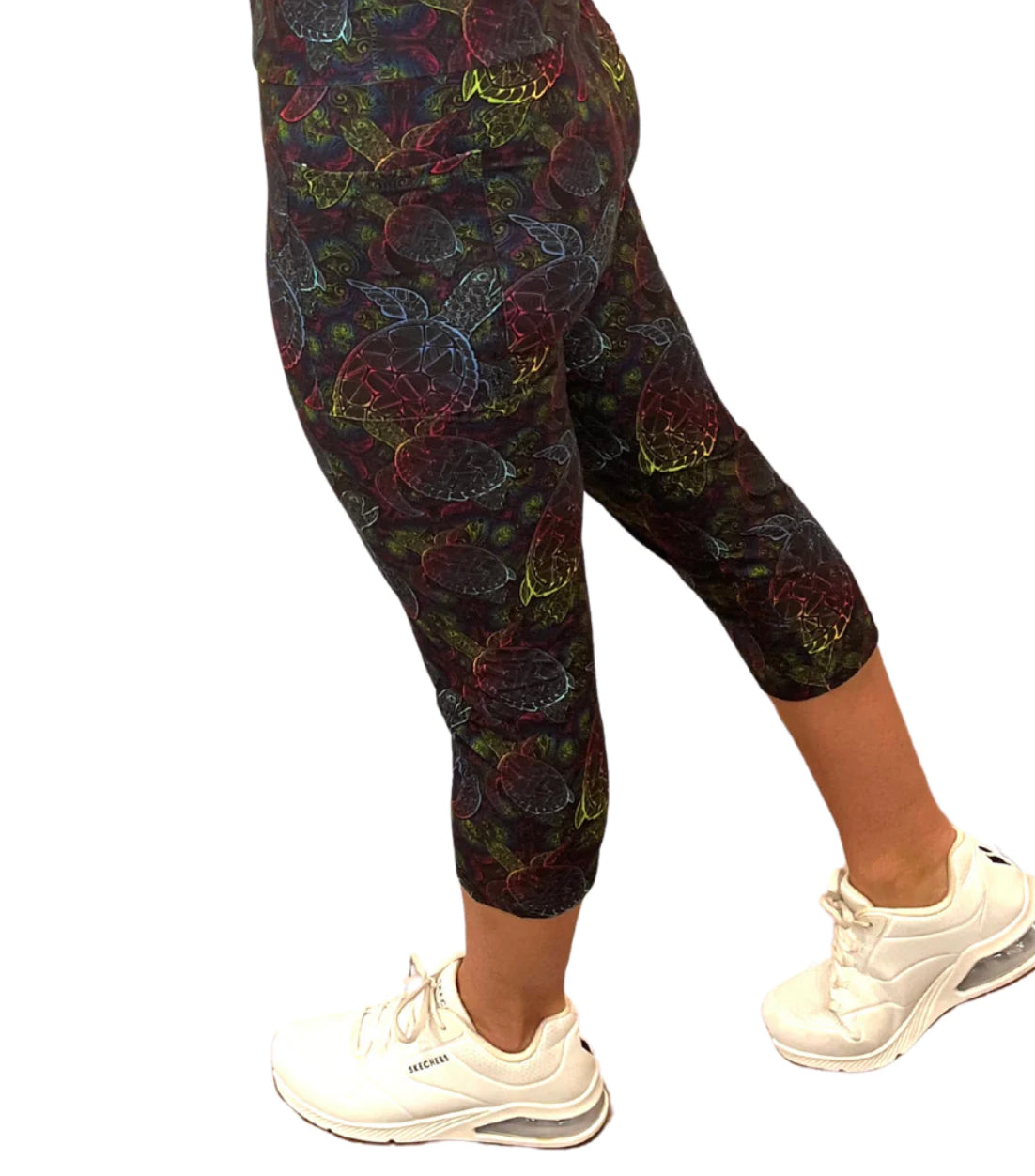 Rainbow Turtles - Adult Yoga Band Pocket Capris