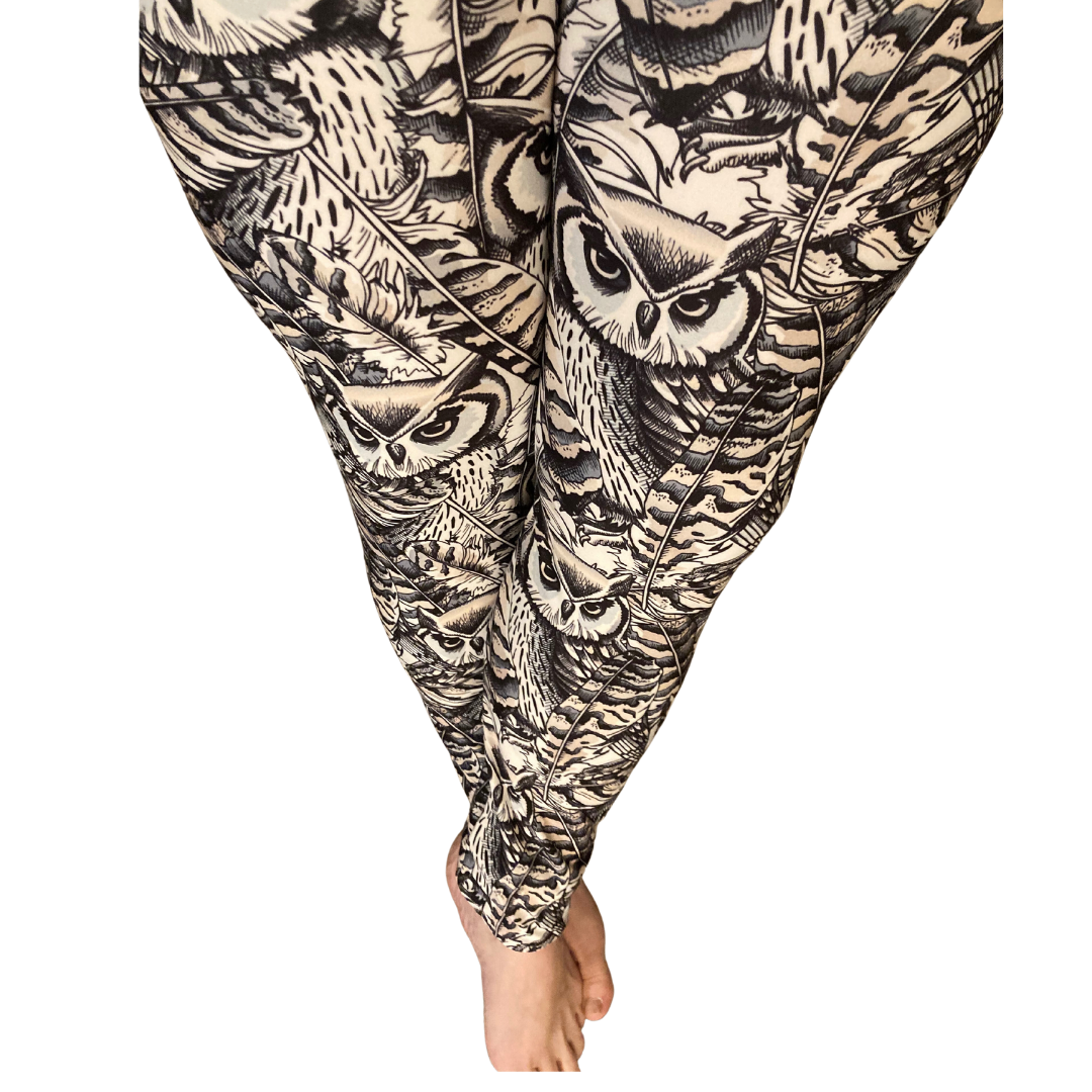 Owls - Adult Yoga Band Pocket Leggings