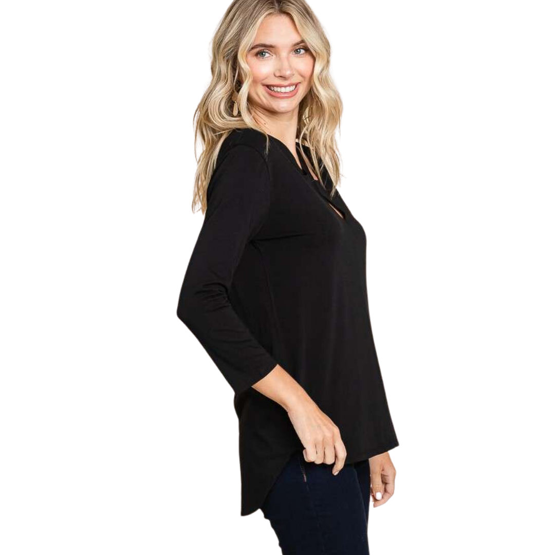 Cross Strap Neck Semi Top - Black