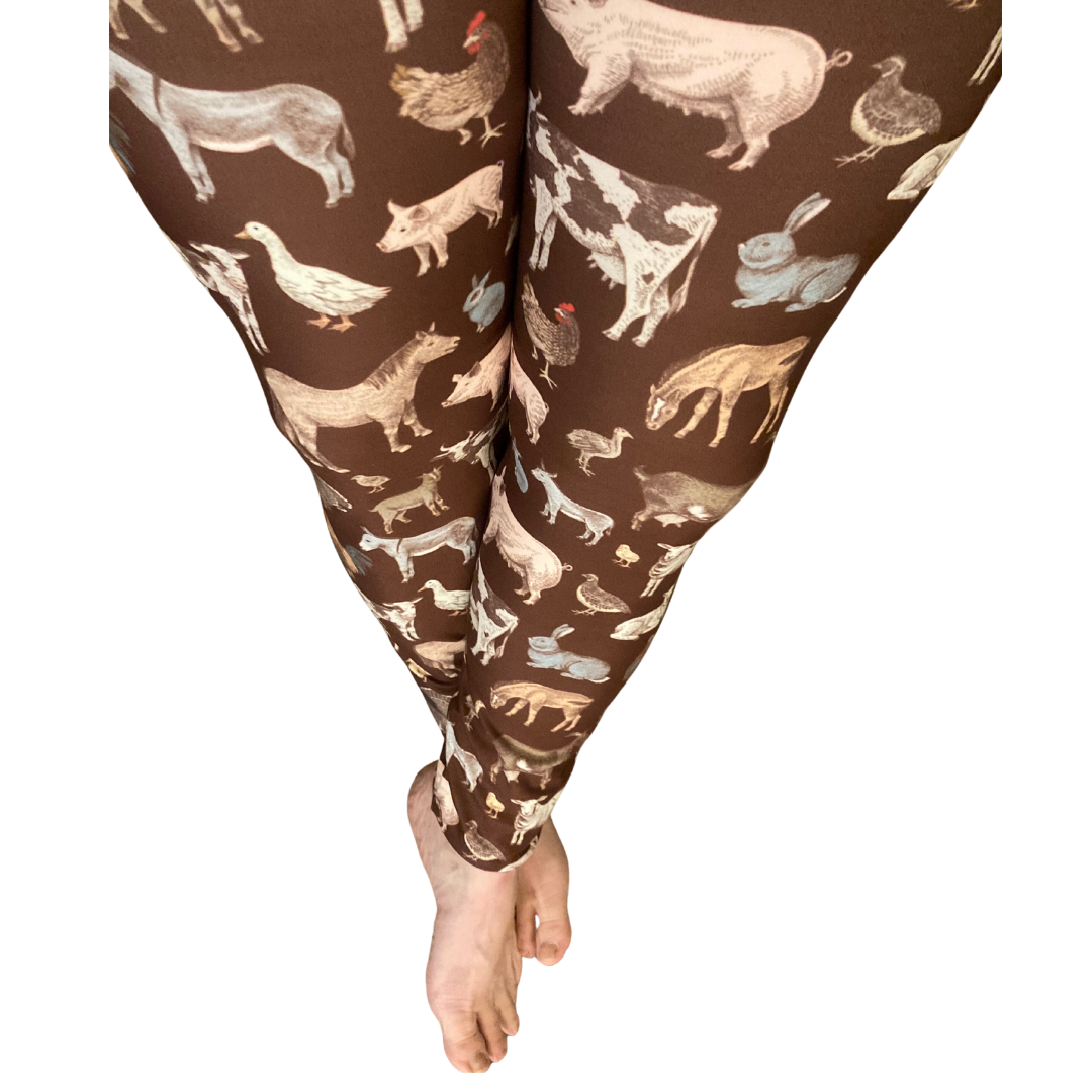 Farm Animals - Adult Yoga Band Pocket Leggings