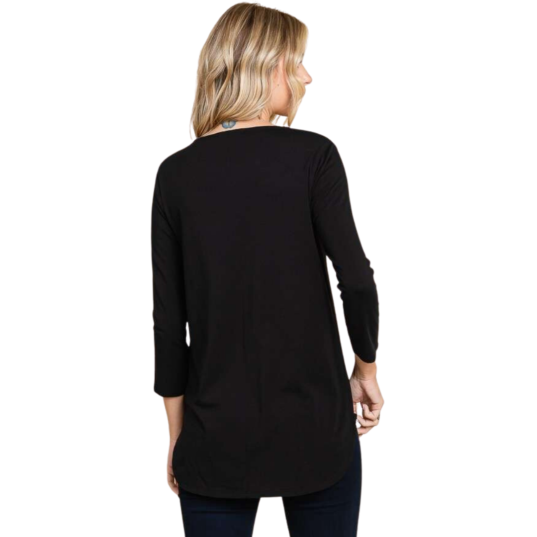 Cross Strap Neck Semi Top - Black