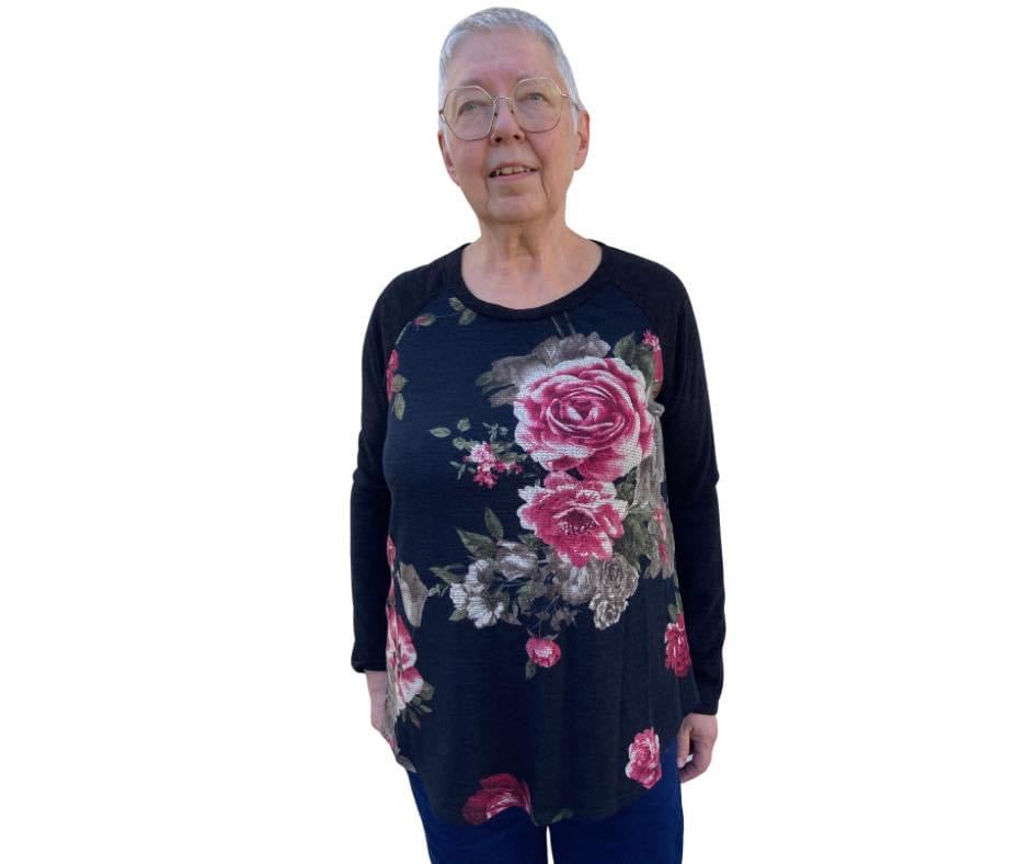 Floral Knit Top Long Sleeve