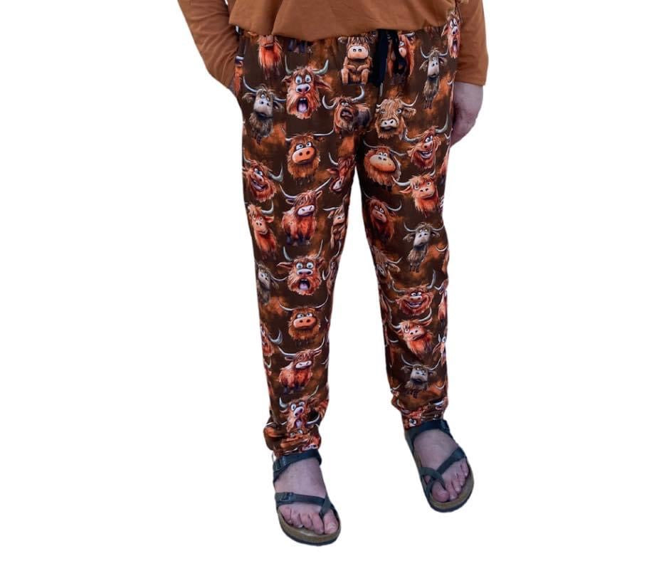Highland Cow - Adult Jogger Style Pants with Cuff