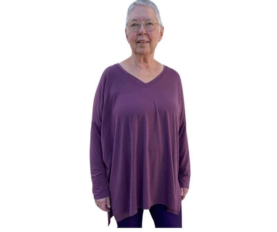 Plus Size Dolman long sleeve top - eggplant