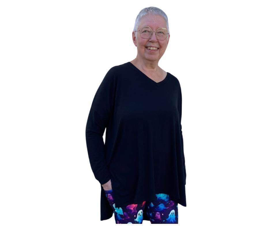 Plus Size Dolman long sleeve top - black