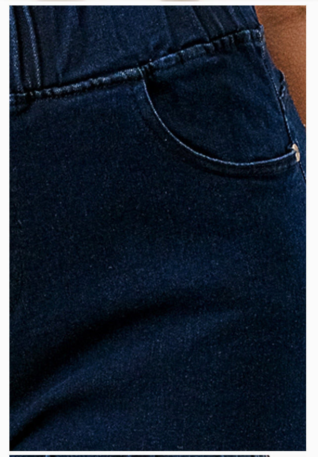 Plus Size Pre Washed Basic Pull On Denim Skinny Jeggings - dark denim
