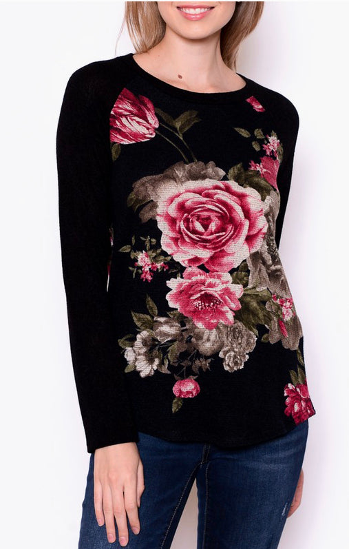 Floral Knit Top Long Sleeve
