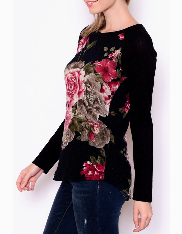 Floral Knit Top Long Sleeve
