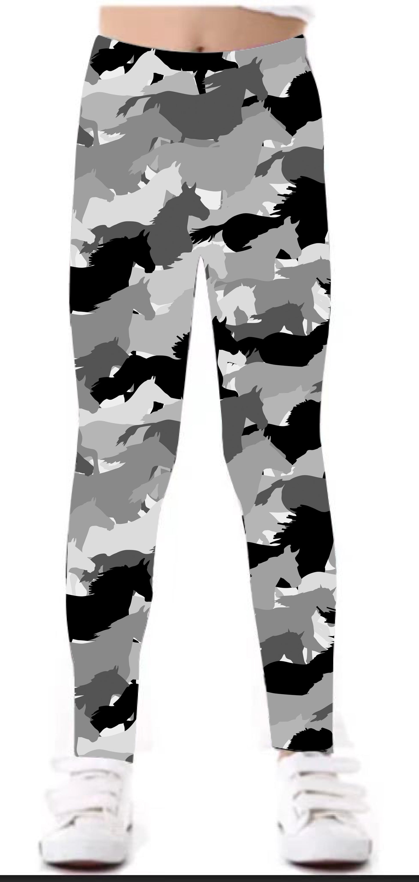 Camo Horses Yoga Band Pocket Leggings