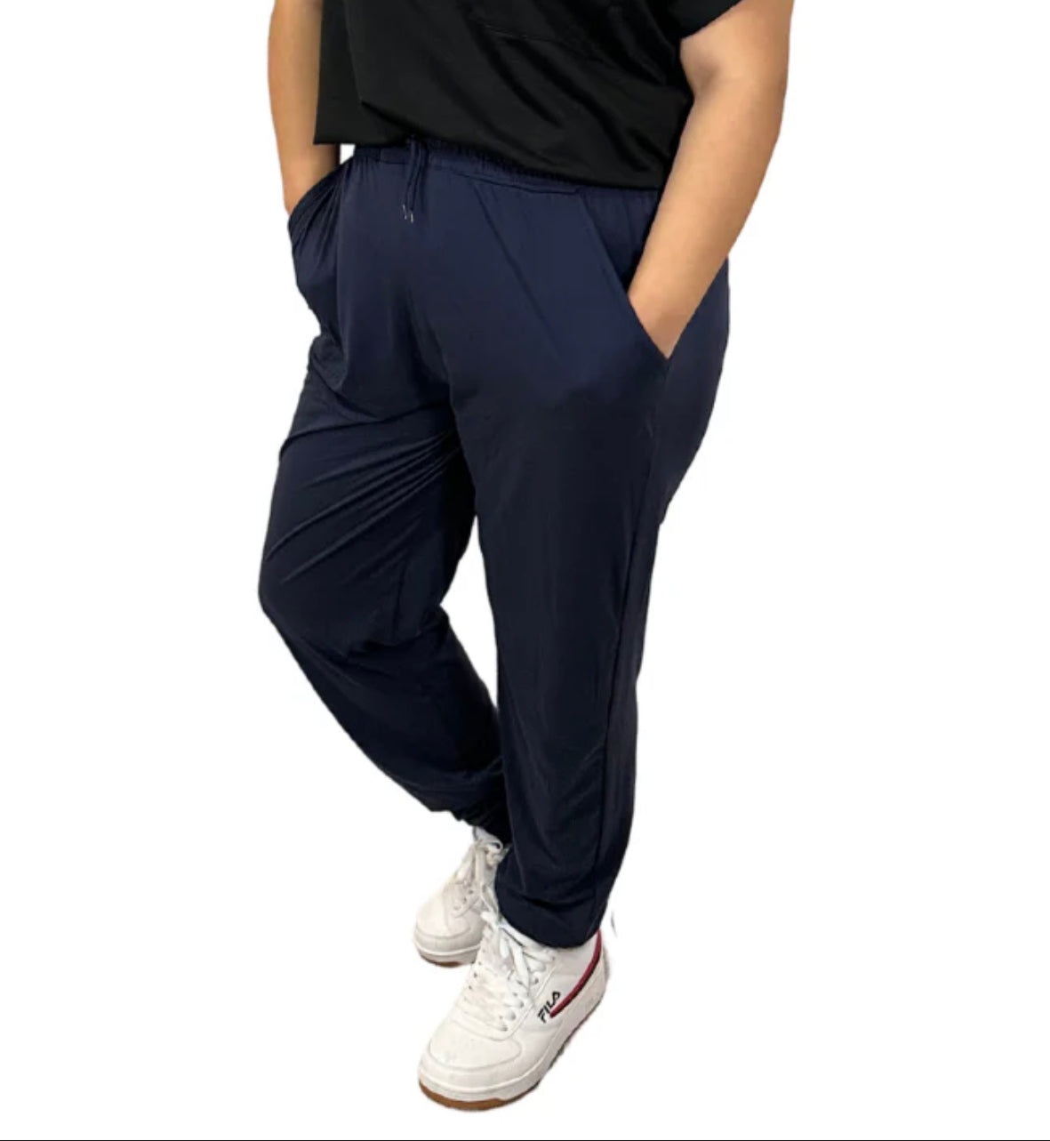 Solid Navy - Adult Jogger Style Pants with Cuff