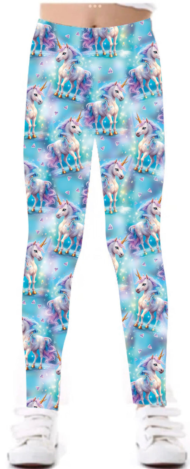 Blue Unicorn Yoga Band Pocket Leggings