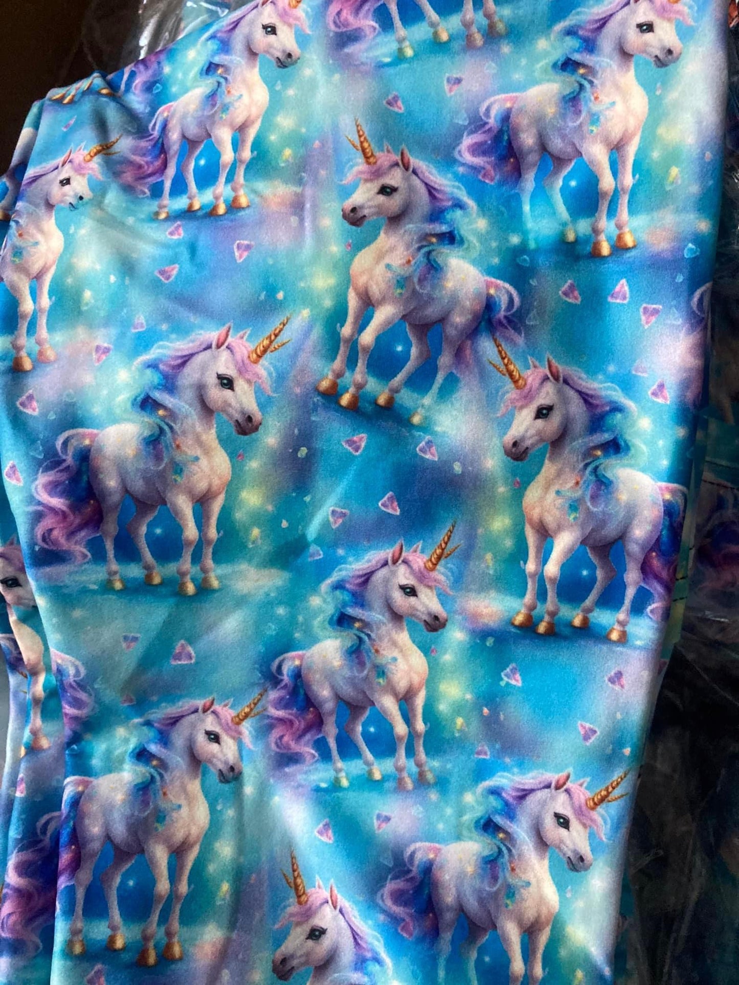 Blue Unicorn Yoga Band Pocket Leggings