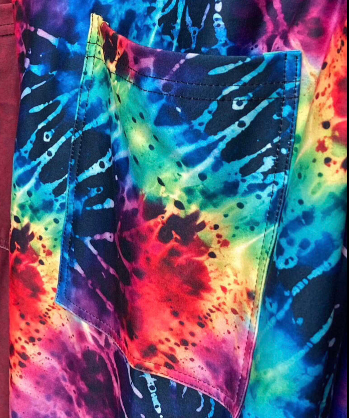 Rainbow Tie Dye - Adult Yoga Band Pocket Capris