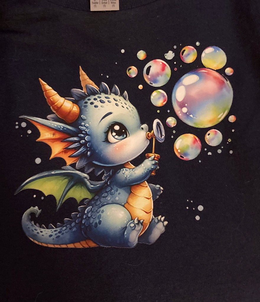 Baby Dragon - Short Sleeve Kid’s cotton T-Shirt, navy