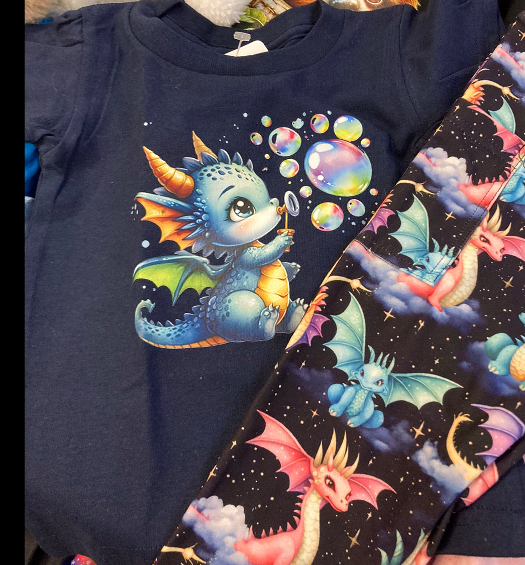 Baby Dragon - Short Sleeve Kid’s cotton T-Shirt, navy