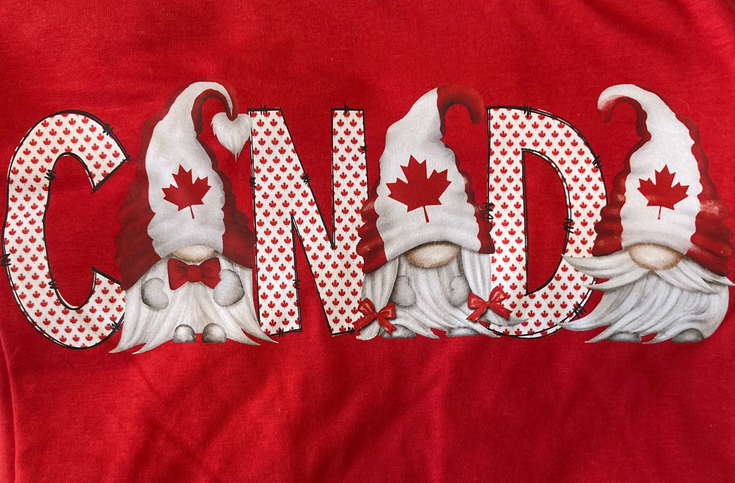 Canada Gnomes Adult Short Sleeve T-Shirt, White or Red