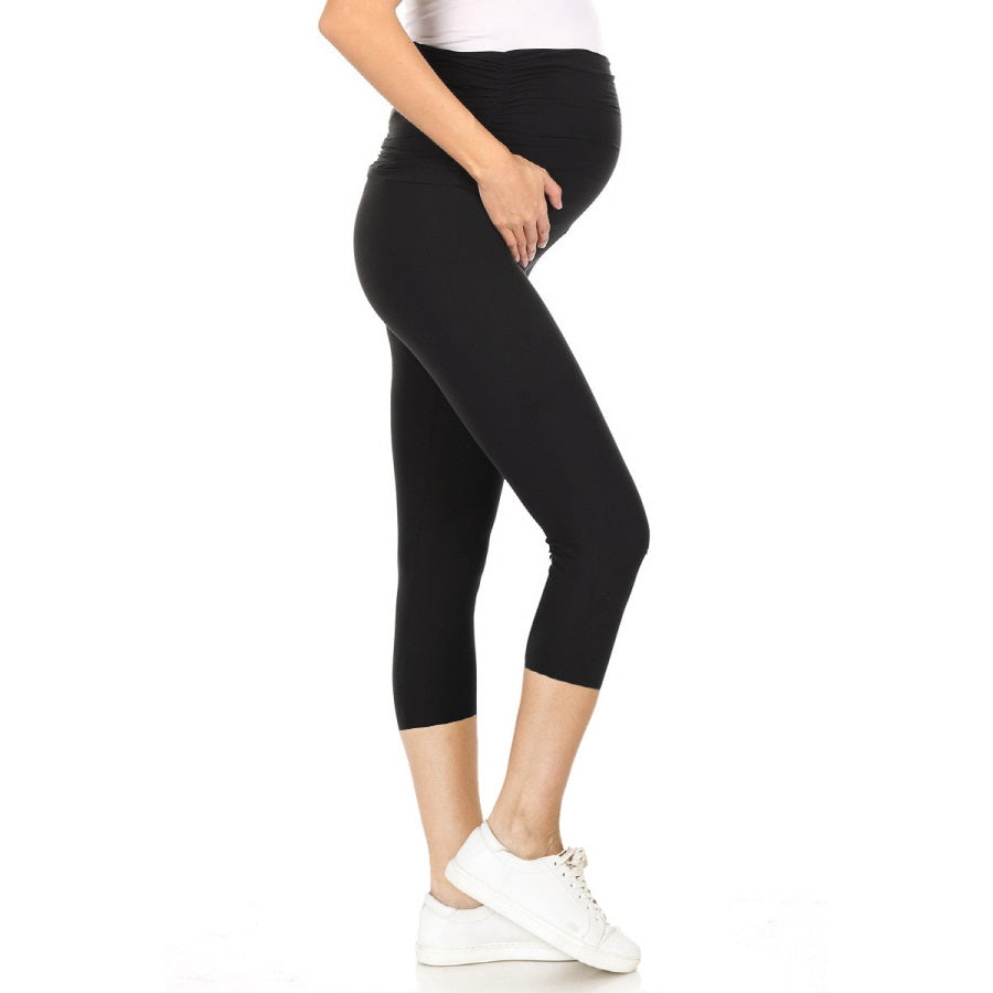 Buttery Soft Solid Black Maternity Capri Leggings