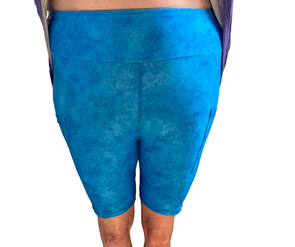 Blue - Adult Yoga Band Pocket Shorts