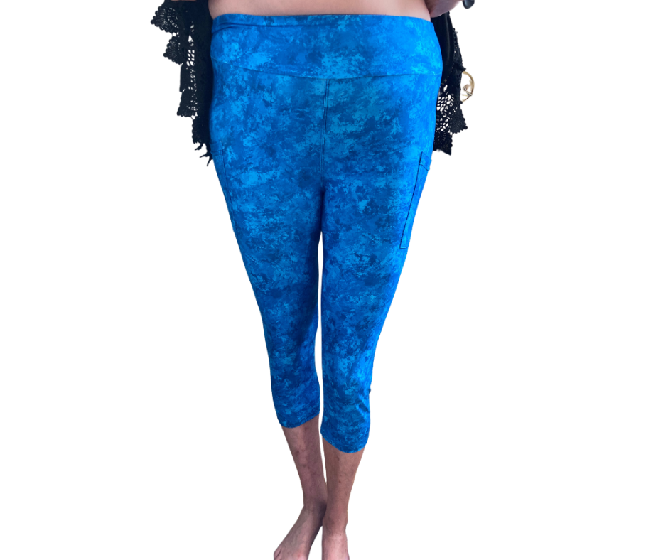 Blue - Adult Yoga Band Pocket Capris