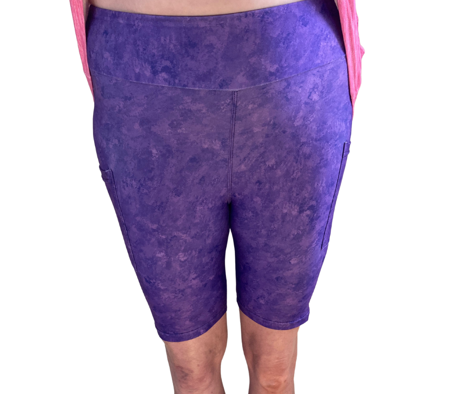 Purple - Adult Yoga Band Pocket Shorts