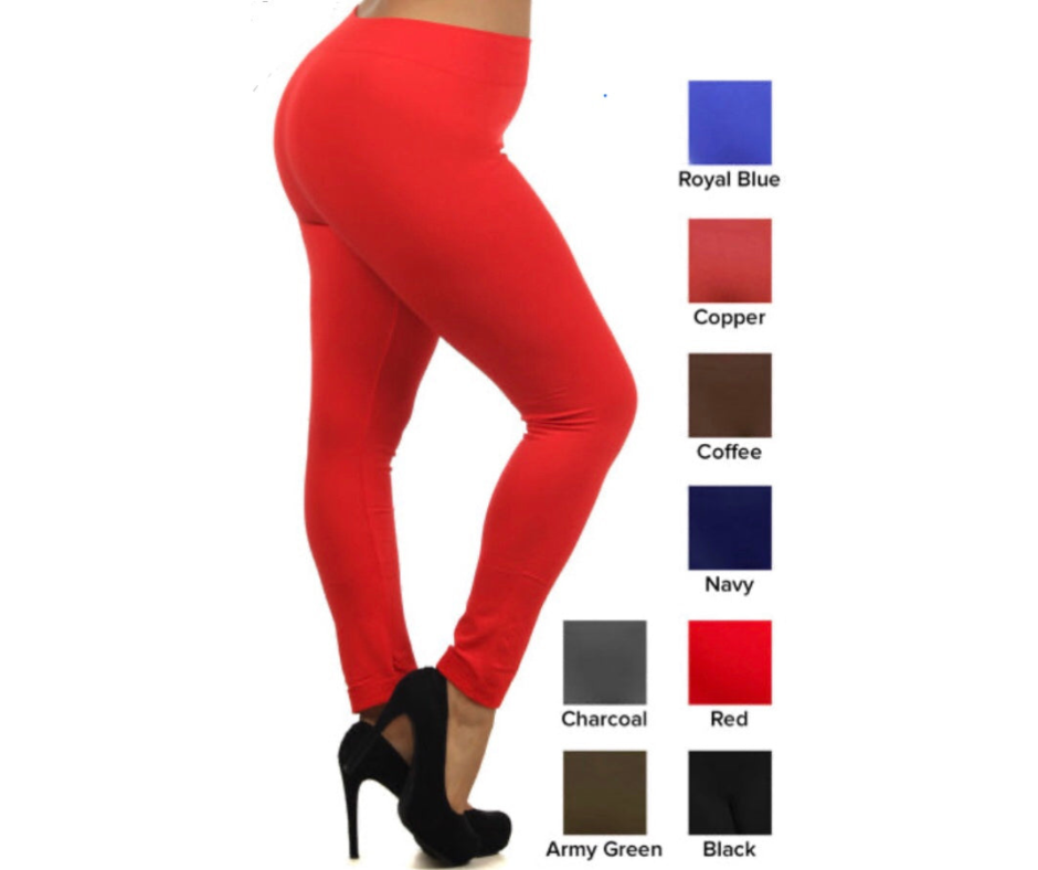 Plus Size Solid Color Seamless Fleece Lined Legging