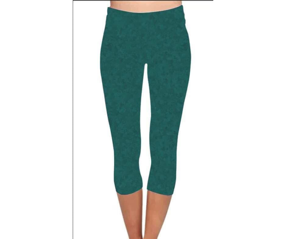 Teal Green - Adult Yoga Band Pocket Capris