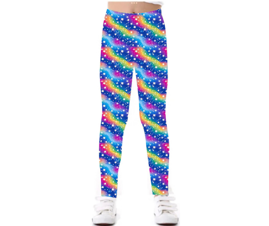 Wintery Rainbows Yoga Band Pocket Leggings