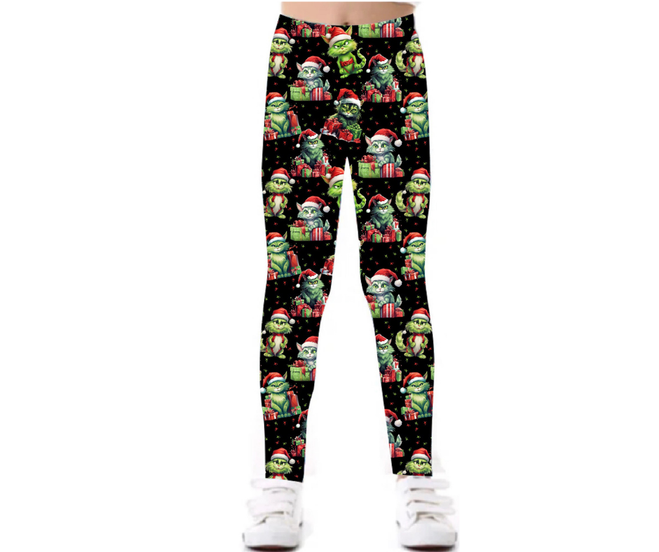 Grinchy Cats Yoga Band Pocket Leggings