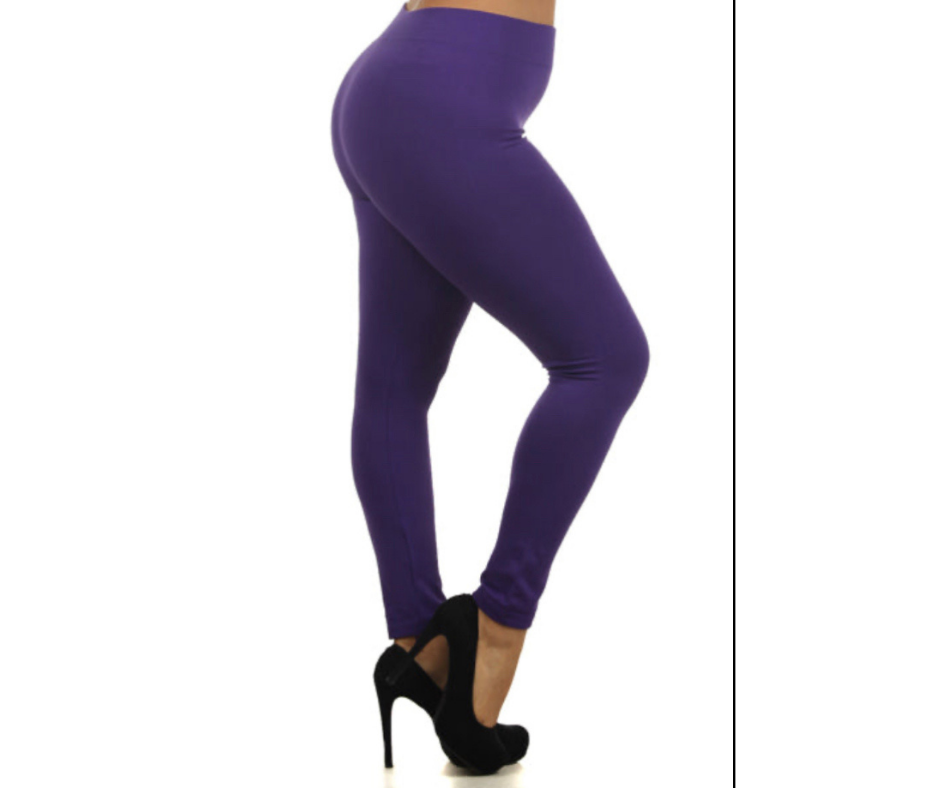 Plus Size Solid Color Seamless Fleece Lined Legging