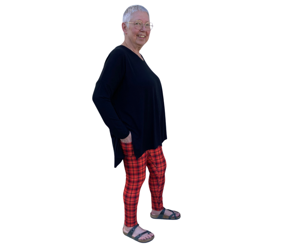 Campfire Plaid - Adult Yoga Band Pocket Leggings
