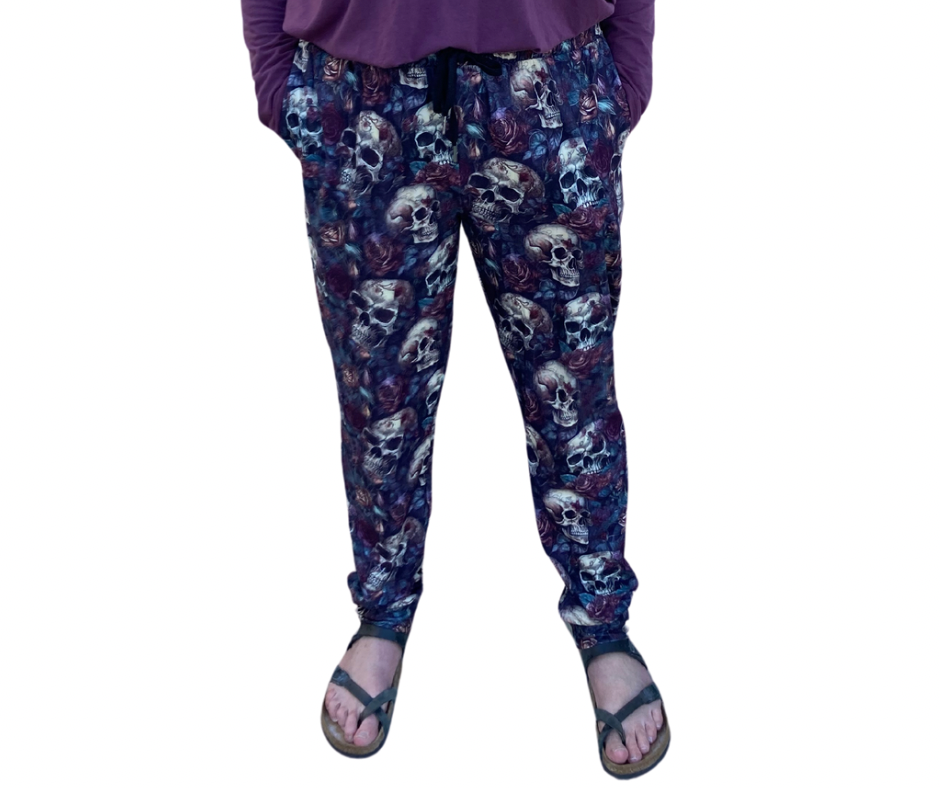 Skulls & Roses - Adult Jogger Style Pants with Cuff