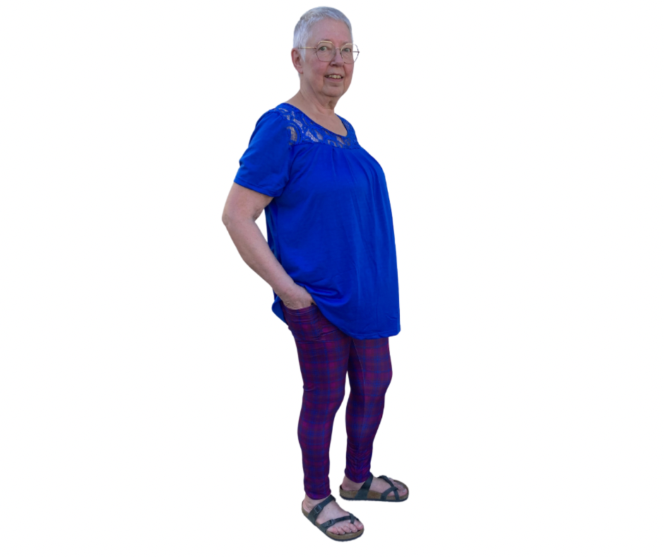 Violet Tartan - Adult Yoga Band Pocket Leggings