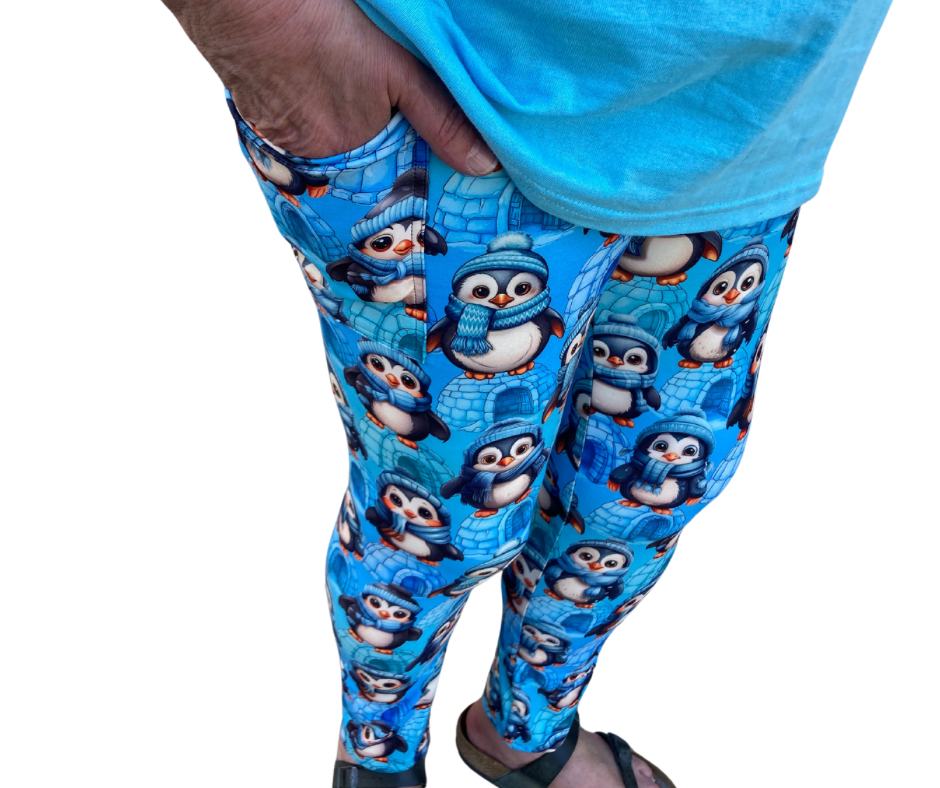 Penguins - Adult Yoga Band Pocket Leggings