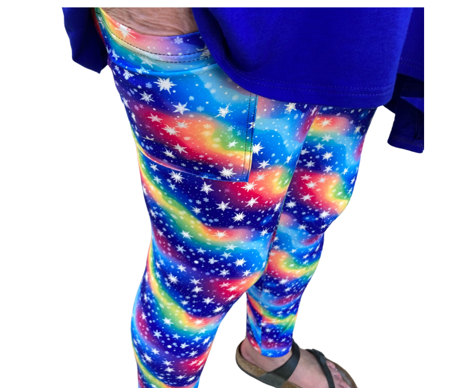 Wintery Rainbow - Adult Yoga Band Pocket Leggings