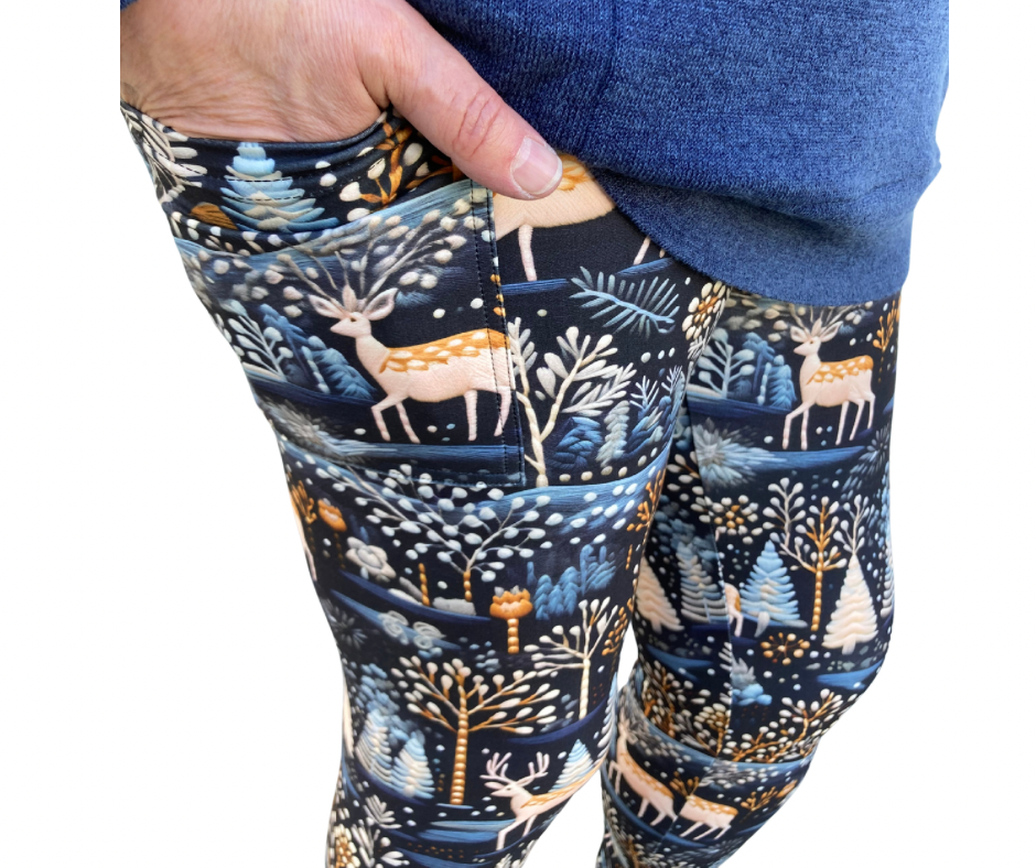 Nordic Christmas - Adult Yoga Band Pocket Leggings