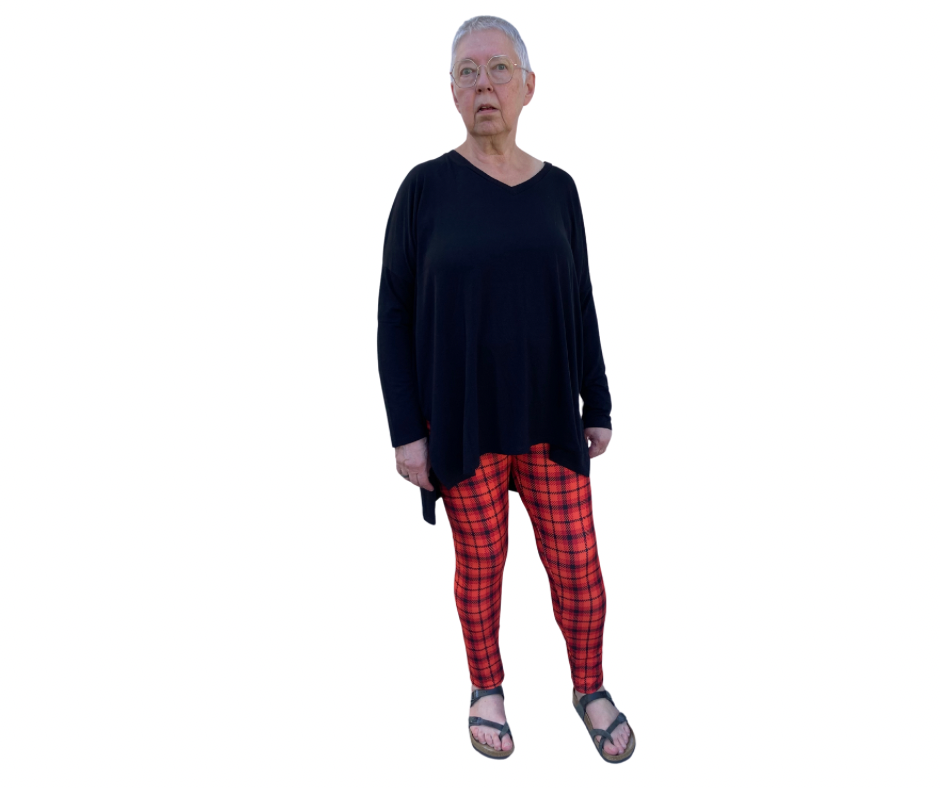Campfire Plaid - Adult Yoga Band Pocket Leggings
