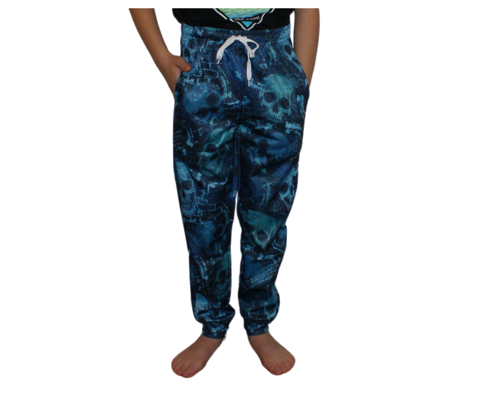Blue Skulls Jogger Style Pant with Cuff
