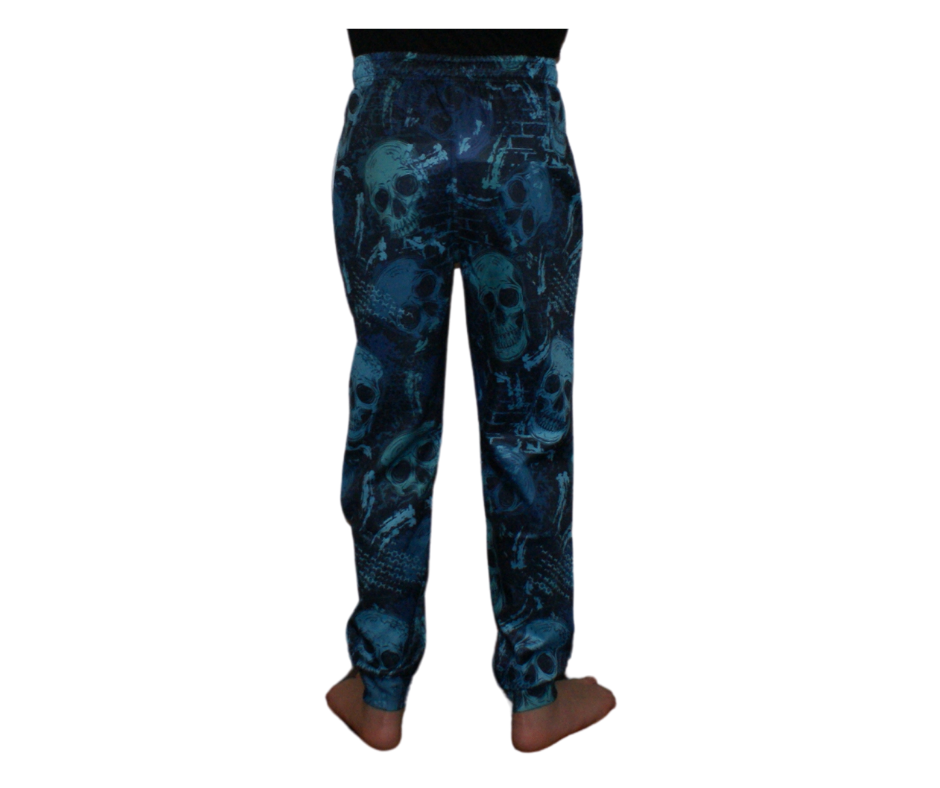 Blue Skulls Jogger Style Pant with Cuff
