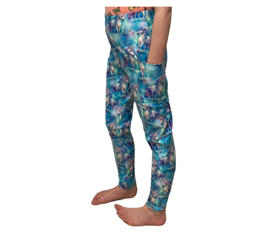 Blue Unicorn Yoga Band Pocket Leggings