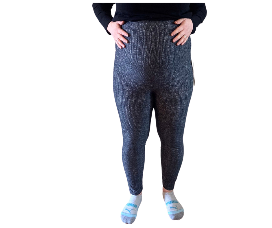 Plus Size Buttery Soft Print Maternity Leggings - Herringbone