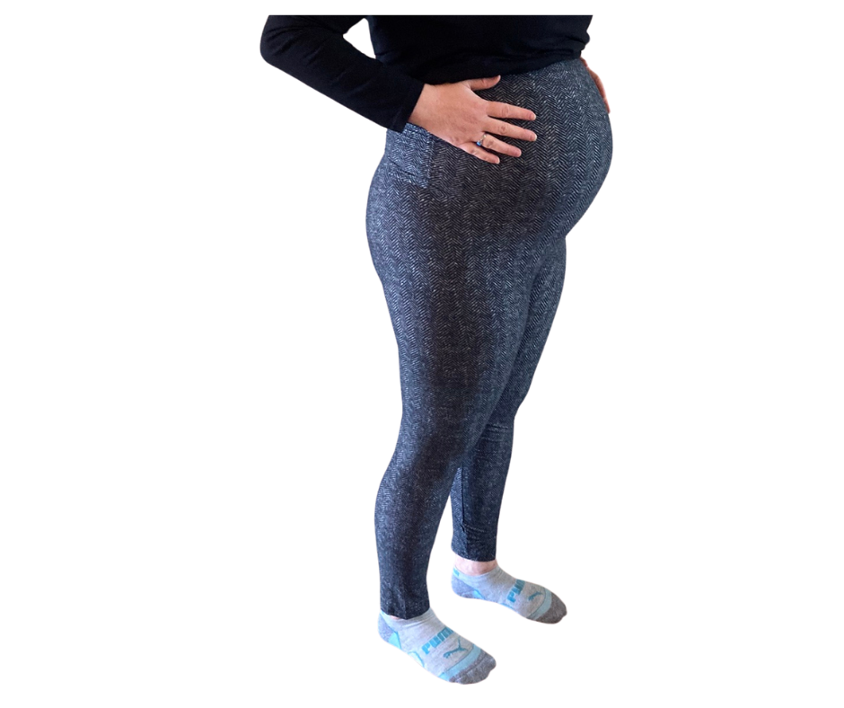 Plus Size Buttery Soft Print Maternity Leggings - Herringbone