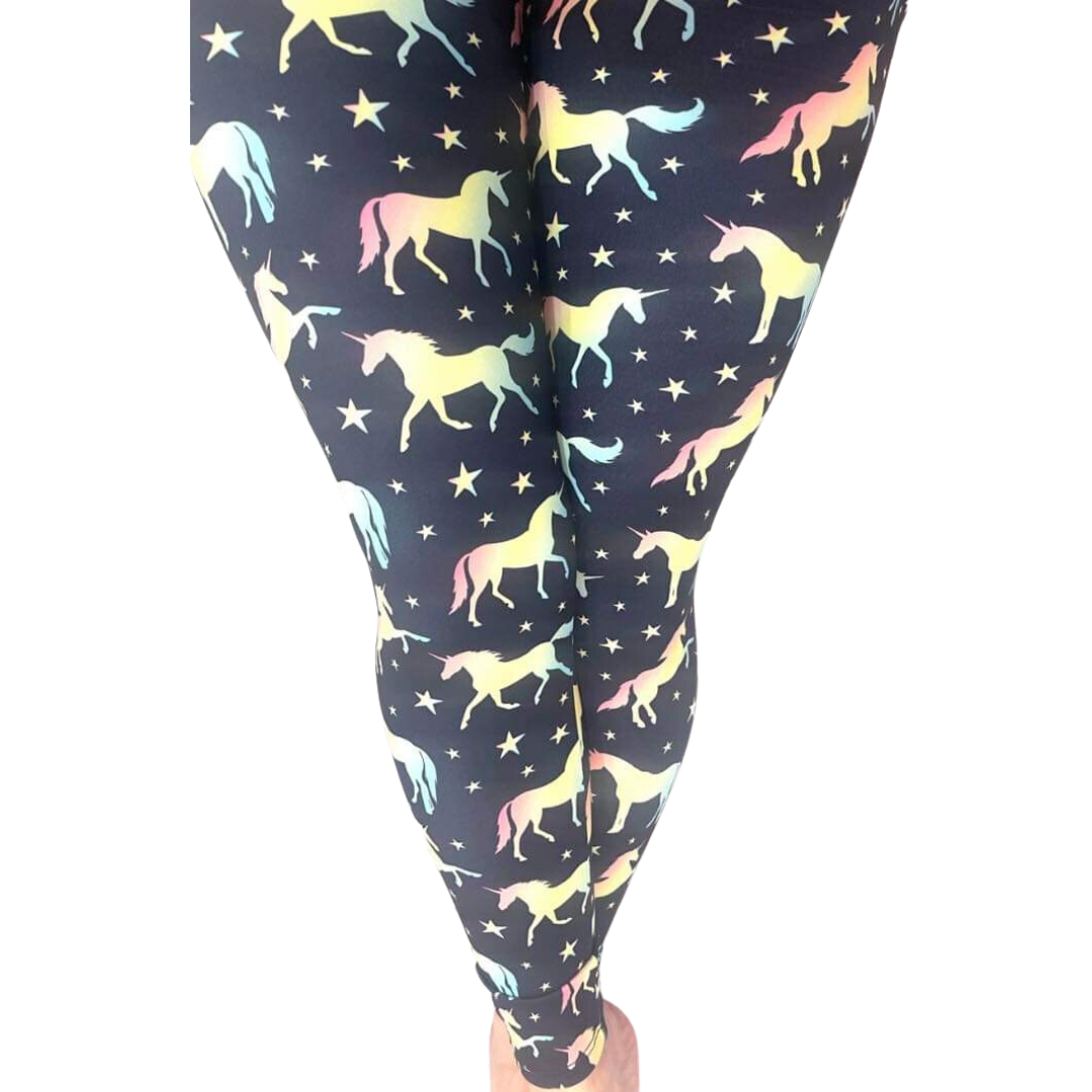 Fluorescent Unicorns - Adult Yoga Band Leggings